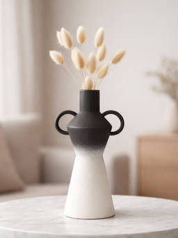 Whispering Homes - Black & White Ombre Ceramic Vase
