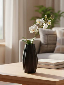 Whispering Homes - Diamond Shaped Geometric Ceramic Vase - Black