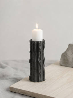 Whispering Homes - Veld Black Ceramic Candle Holder - Large