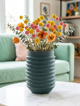 Whispering Homes - Inverted Edvin Ceramic Vase - Dark Green