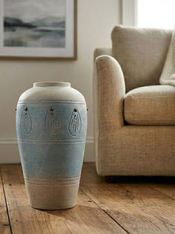Whispering Homes - Sky Blue Stone Terracotta Vase (S)