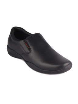 Red Chief - Black Solid Leather Slip On Shoes for Men