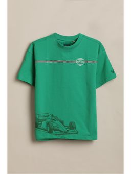 Allen Solly - Boys Green Graphic Print Crew Neck T-Shirt