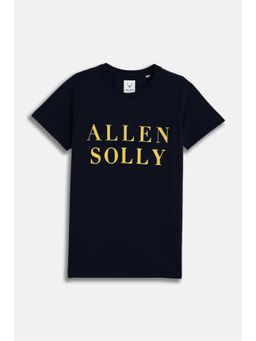 Allen Solly - Boys Navy Blue Graphic Print Crew Neck T-Shirt