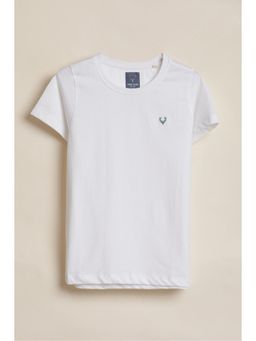 Allen Solly - Boys White Solid Crew Neck T-Shirt