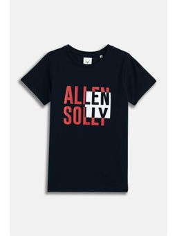 Allen Solly - Boys Black Graphic Print Crew Neck T-Shirt