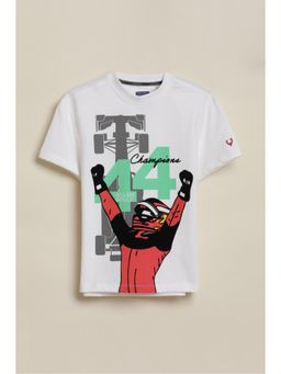 Allen Solly - Boys White Graphic Print Crew Neck T-Shirt