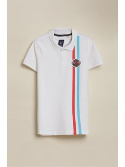 Allen Solly - Boys White Stripes Polo T-Shirt