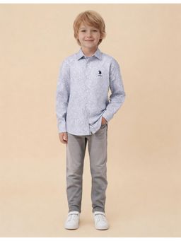 U.S. POLO ASSN. - Boys White Paisley Printed Satin Shirt