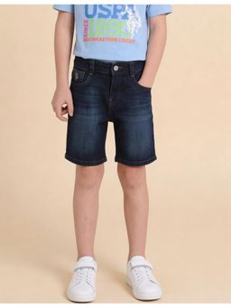 U.S. POLO ASSN. - Boys Blue Mid Rise Whiskered Denim Shorts