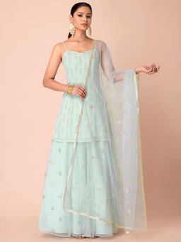 Indya - Sea Foam Foil Mesh Dupatta