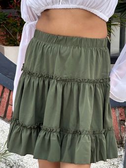 Tandul - Women Stunning Ruffled Green Skirt