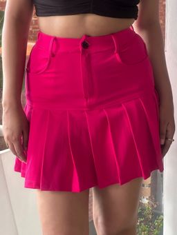 Tandul - Women Stylish Knife Pleated Pink Skirt