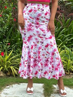 Tandul - Women Stunning Floral Printed White Skirt