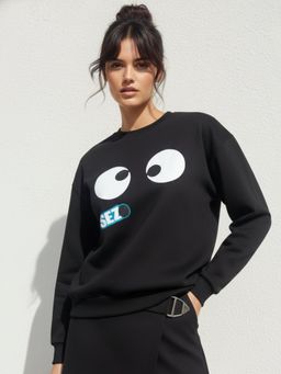 Outzidr - Character Graphic Black Sweatshirt