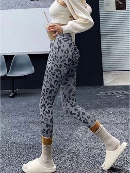 Outzidr - Grey Printed High Waist Leggings