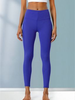 Outzidr - Blue High Waist Fitted Leggings