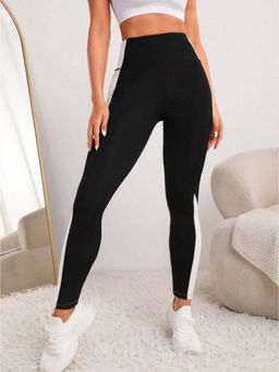 Outzidr - Black High Waist Side Panel Leggings