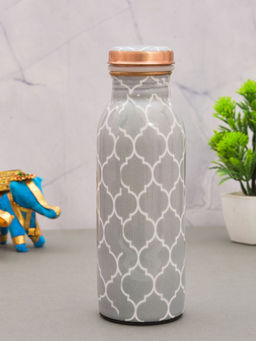 Oggn - Grey Printed Copper Tamba Bottles, Office Carrying Copper Bottle 500ml