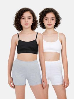 Adira - Girls White and Grey Under Dress Shorts (Pack of 2)