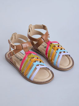 Hopscotch - Open Toe Cut-Out Multi-Color Sandals