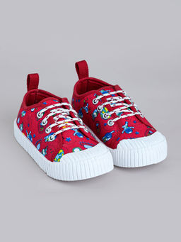 Hopscotch - All-Over Print Red Sneakers