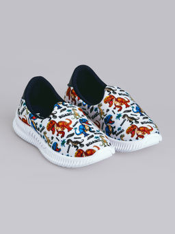 Hopscotch - Animal Printed White Slip-On Sneakers