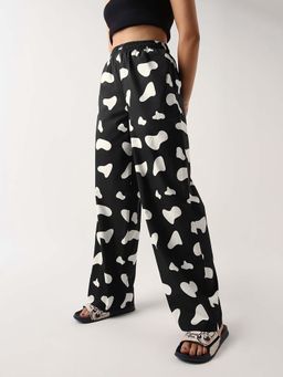 Bewakoof - Women's Black All Over Printed Wide Leg Pyjamas