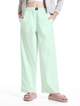 Bewakoof - Women's Light Green All Over Printed Wide Leg Pyjamas