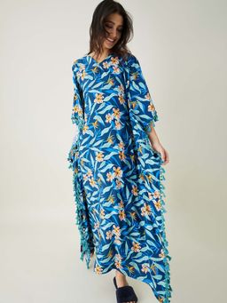 The Kaftan Company - Blue Floral Printed Kaftan