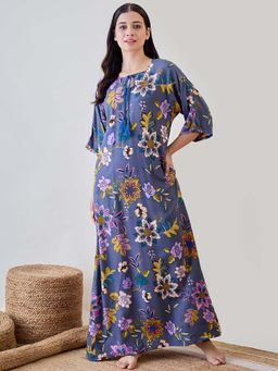 The Kaftan Company - Abstract Floral Soft Modal Flowy Nightdress