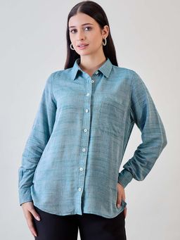 The Kaftan Company - Green Soft Linen Boyfriend Shirt