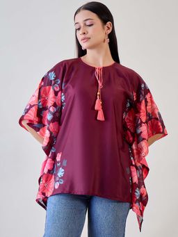 The Kaftan Company - Maroon Floral Kaftan Top