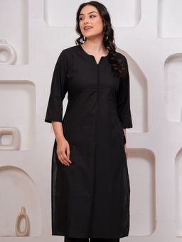 ARAMYA - Soft Cotton Straight Solid Kurta For Women