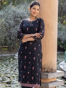 ARAMYA - Chanderi Straight Printed Kurta For Women