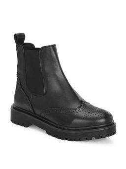 Delize - Black Women Track Outsole Ankle Chelsea Boots
