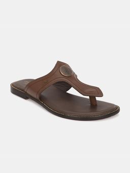 EGOSS - Sevilla Genuine Leather Buckled Formal Tan Sandals for Men