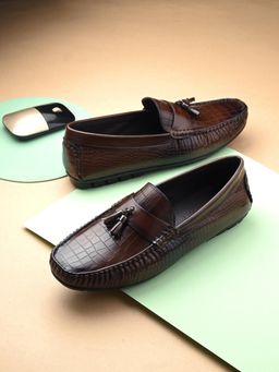 EGOSS - Comfort Genuine Leather Formal Brown Moccasins for Men