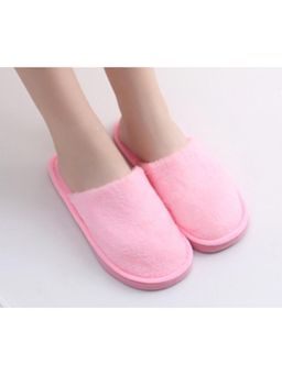 Drunken - Women's Winter Home Open Toe Non Slip Baby Pink Room Slippers