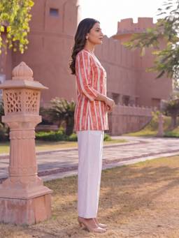 Rangita - Women Rust Printed Cotton Kurti
