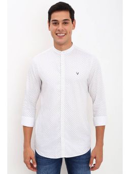 Allen Solly - Men White Slim Fit Printed Full Sleeves Casual Shirts