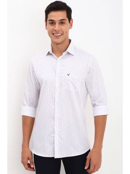 Allen Solly - Men White Slim Fit Printed Full Sleeves Casual Shirts