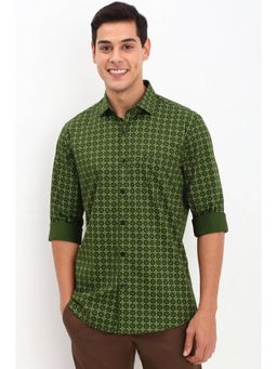 Allen Solly - Men Green Slim Fit Printed Full Sleeves Casual Shirts