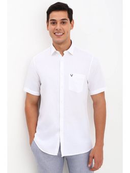 Allen Solly - Men White Slim Fit Textured Half Sleeves Casual Shirts