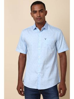 Allen Solly - Men Blue Slim Fit Printed Half Sleeves Casual Shirts