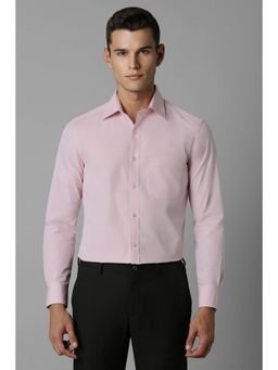 Louis Philippe - Men Pink Classic Fit Solid Full Sleeves Formal Shirt