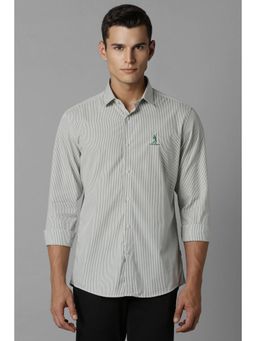 Louis Philippe - Men Grey Slim Fit Stripe Full Sleeves Casual Shirt