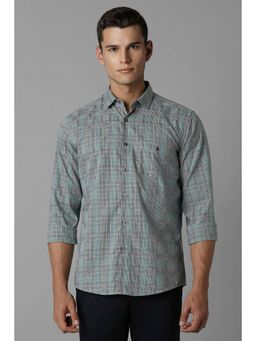 Louis Philippe - Men Grey Slim Fit Check Full Sleeves Casual Shirt