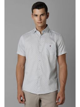 Louis Philippe - Men White Slim Fit Printed Half Sleeves Casual Shirt