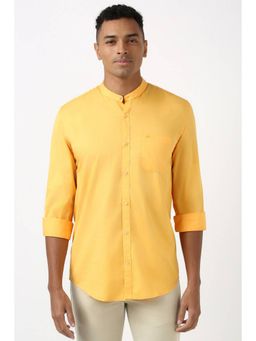 Peter England - Men Yellow Slim Fit Solid Shirt